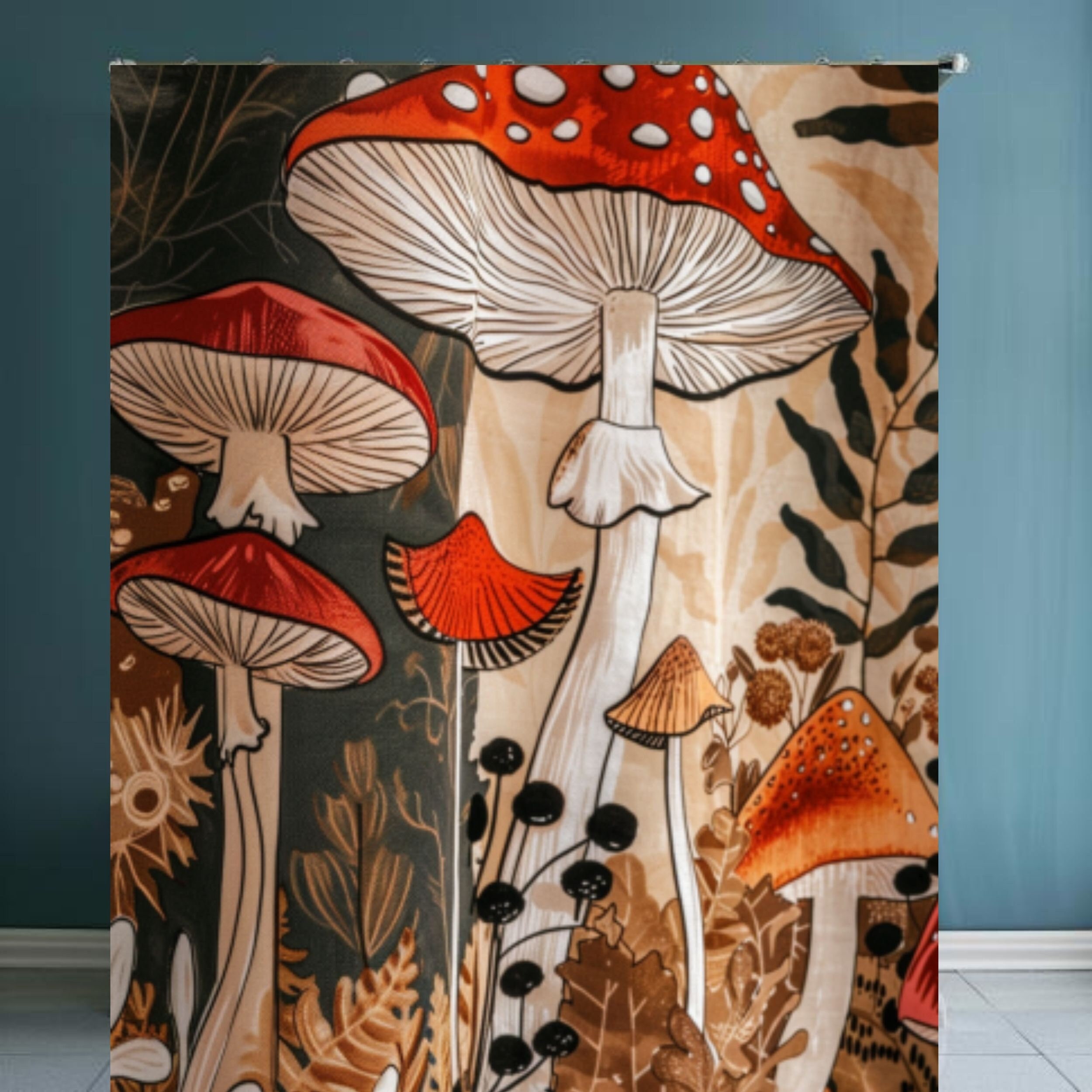 Mushroom Shower Curtain, Mushroom Curtain, Gift For, Boho Shower