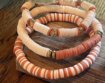 Heishi bead bracelet trio