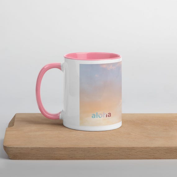 Pink Sky Palm Tree with Aloha Morning Coffee Mug