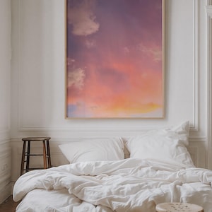 Impression artistique ciel rose, violet, bleu et orange Sunrise | Impression photo encadrée de nuage arc-en-ciel de lever de soleil | Décoration murale sur le ciel du lever du soleil d&#39;Hawaï