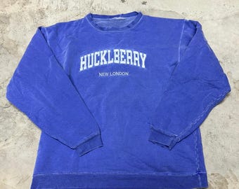 Huckleberry New London Sweatshirt Blue Collegiate Style Pullover Top VTG