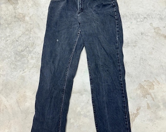 Lee Jeans Black Wash Denim Relaxed Fit Vintage Mens 34x32 Distressed