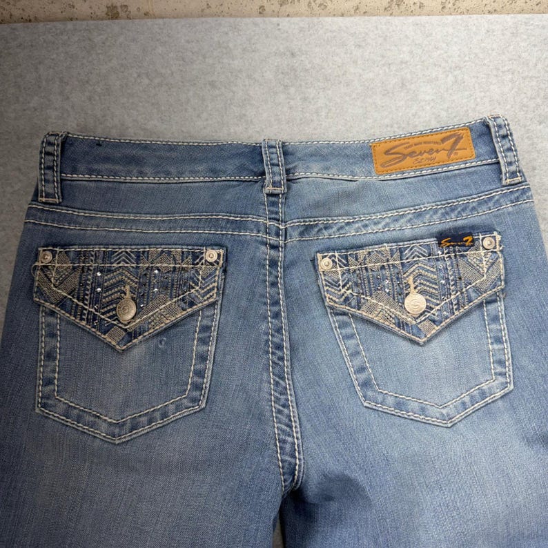 Seven7 Jeans Womens Size 10 Bootcut Embellished Pockets Mid Rise Denim zdjęcie 7