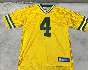 Vintage Reebok NFL Green Bay Packers Favre #4 Jersey XL Football Yellow Mesh Net