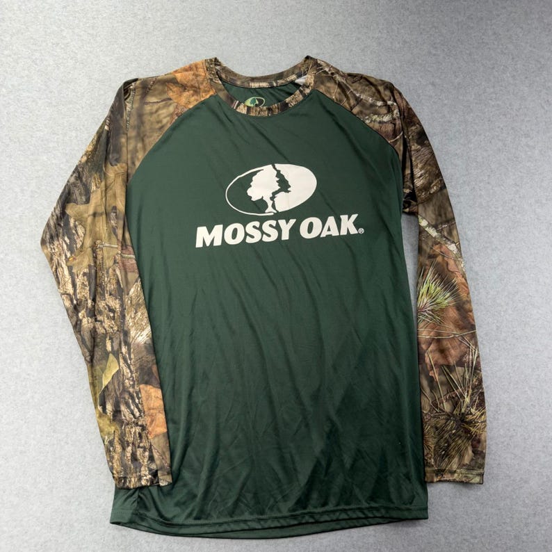 Mossy Oak Long Sleeve Camo Shirt Men's Size Large Polyester Outdoor Hunting image 1