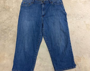 Vtg Lauren Jeans Co Ralph Lauren Women 16 Capri Jeans Blue Denim Cropped Pants