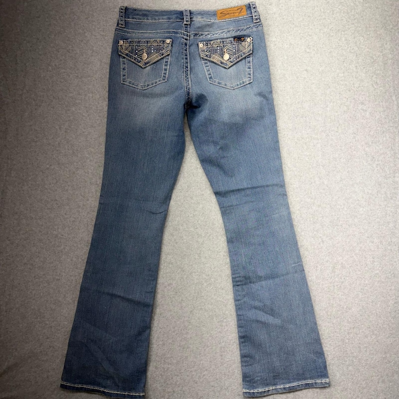 Seven7 Jeans Womens Size 10 Bootcut Embellished Pockets Mid Rise Denim zdjęcie 6