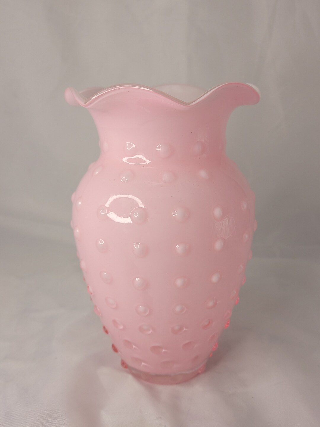 Fenton Pink Encased Hobnail Vase Etsy
