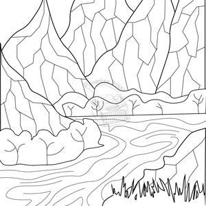 意図の塗り絵 - 借金の追跡やセルフケアの目標のための山の塗り絵ページ