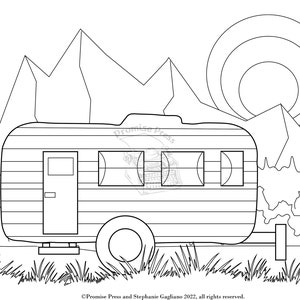Intention Coloring -- RV/Camper coloring page for vacation or retirement savings