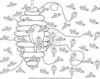 Intention Coloring -- Bees coloring page for debt tracking or self-care goals