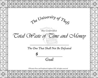 Intention Coloring -- Student Debt Diploma 2 (snarky) coloring page- Pay off student debt AND interest