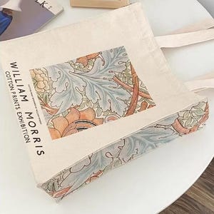 Extra dicke Canvas-Einkaufstasche, William Morris Vintage Ölgemälde, Retro botanische, Reißverschluss-Baumwolltasche, Kunst, große Tasche, Einkaufen, Geschenk für sie