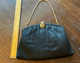 Vintage Black Satin Clutch “HL (Harry Levine) USA”