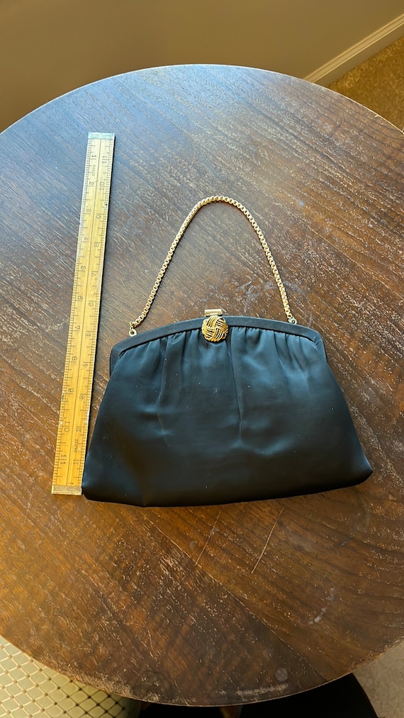 Vintage Black Satin Clutch “HL (Harry Levine) USA”