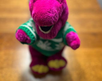Vintage Christmas Dakin Barney the Dinosaur, Vintage 1992 Barney Plush, 13" tall