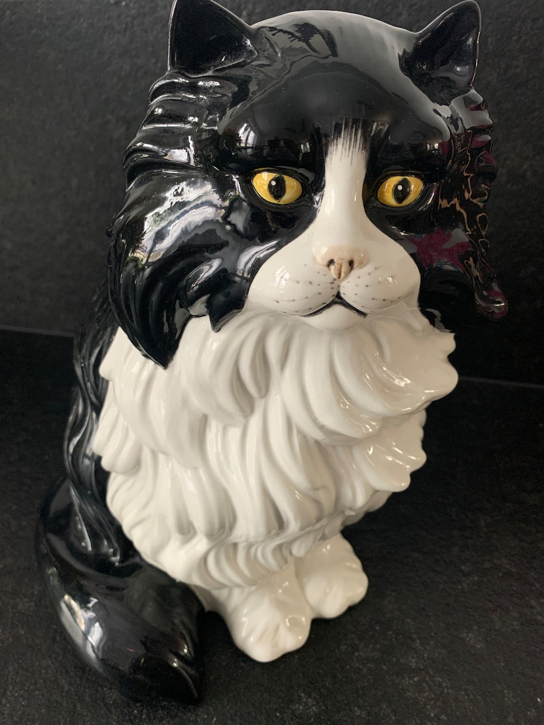 Large Ceramic Cat Figure Etsy