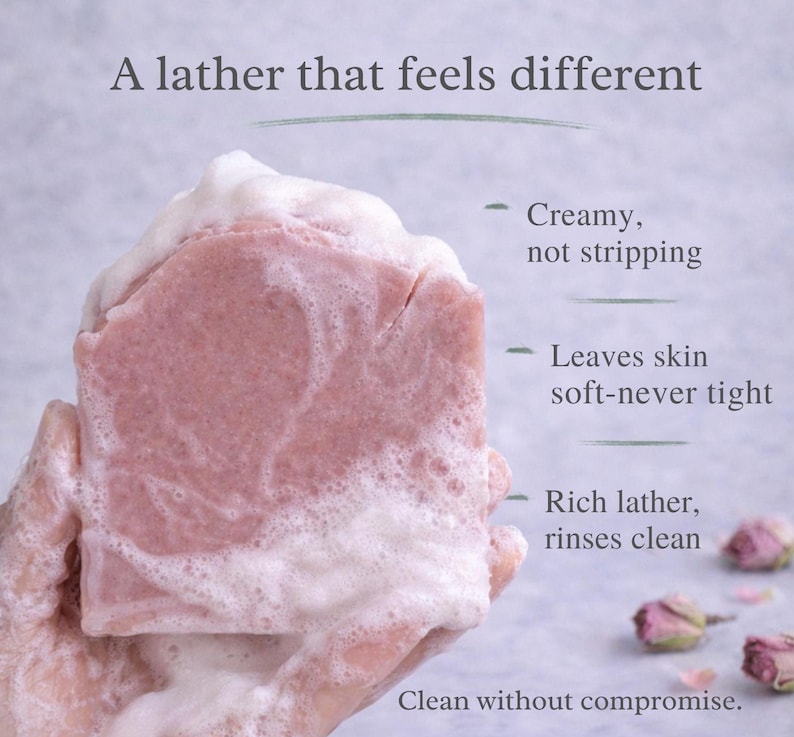Tallow bar soap bundle by EmberLeaf Crafts. The image shows a variety of colorful, natural soaps—Rose Flower, Citrus Grove, and Oak & Elderberry—neatly laid out on a clean marble surface with scattered white flower petals.