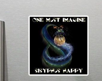 Sisyphus Happy Magnet: Matte Vinyl Finish