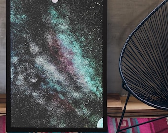 Galaxy Painting Framed Canvas Print