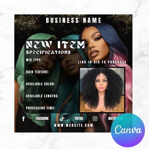New Item Hair Flyer | Beauty Hair Flyer | New Arrivals Flyer | Wig Flyer |  Hair Business | Hair Bundles Beauty Business