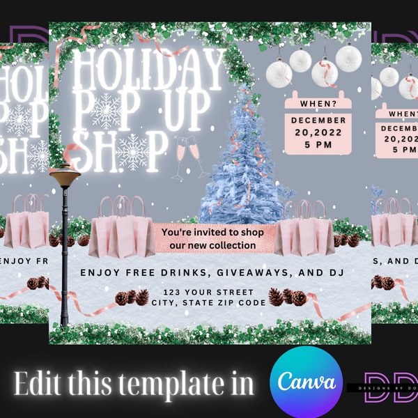 Holiday Pop Up Shop Flyer, Pop Up Flyer, E-Flyer, Social Media Flyer, Premade Flyer, Canva Flyer