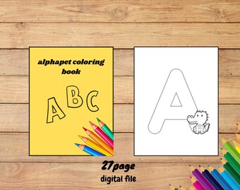 Fun Alphabet Coloring Book for Kids , Educational ABC Letters Activity, Perfect for Preschool & Kindergarten Learning, Printable PDF