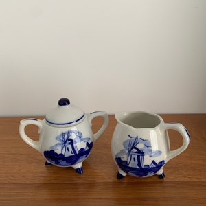 Vintage Delft Blue Cukierniczka Z Pokrywką I Mlecznikiem Scena Wiatraka