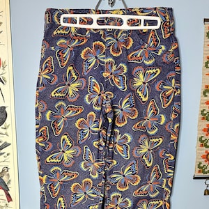 Groovy Vintage, 1970s 1960s Pants, Butterflies, Colorful, Maverick Pants