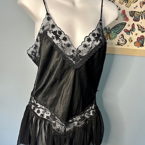 Vintage Victoria&#39;s Secret Lingerie Dress, Top Union Made 1980s, U.S.A. Made, Lace Negligée, Gold Label