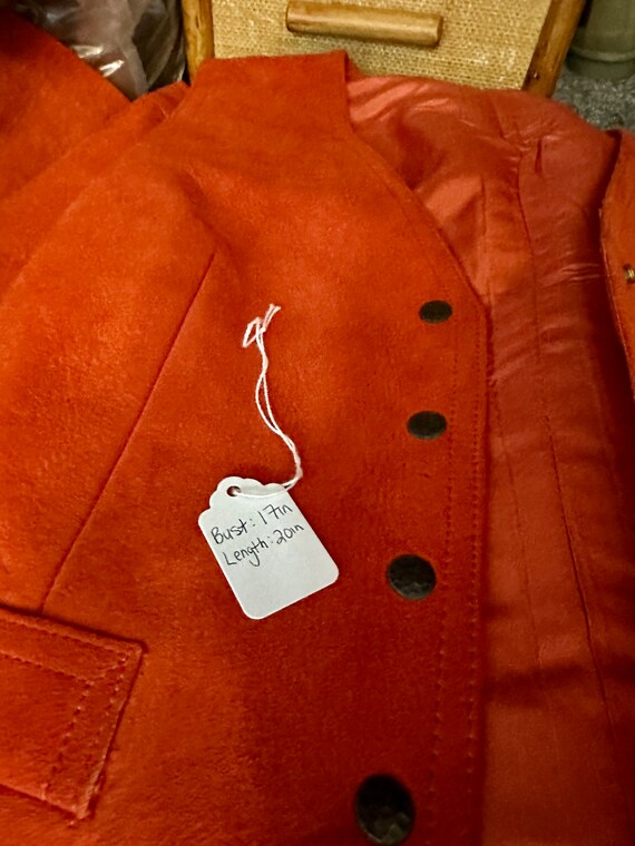 70s Burnt Orange Genuine Leather Vest and Gaucho … - image 9