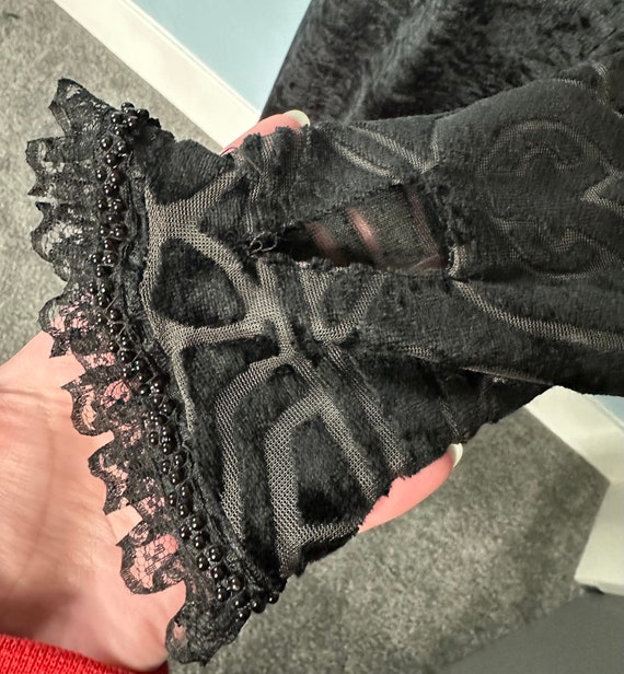 1990s Velvet Cutout Maxi Dress With Burnout Sleev… - image 4