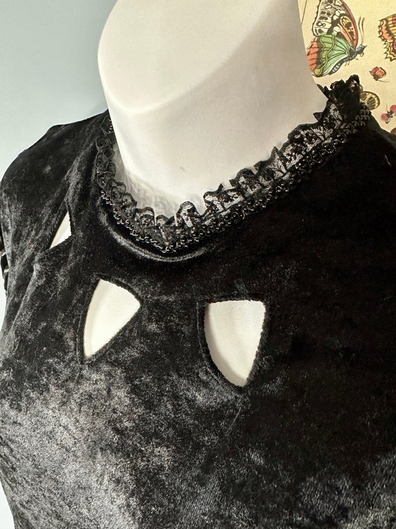 1990s Velvet Cutout Maxi Dress With Burnout Sleev… - image 3