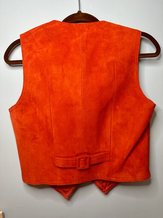 70s Burnt Orange Genuine Leather Vest and Gaucho … - image 2