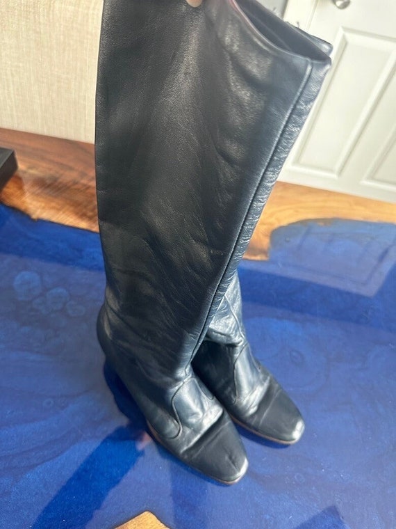 1960s Vintage Leather Boots, Navy Boots, Joyce of 