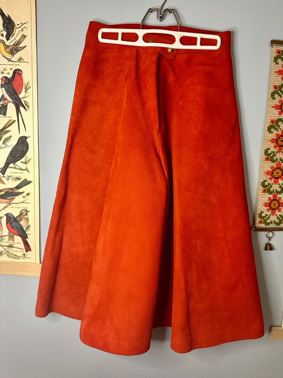 70s Burnt Orange Genuine Leather Vest and Gaucho … - image 7