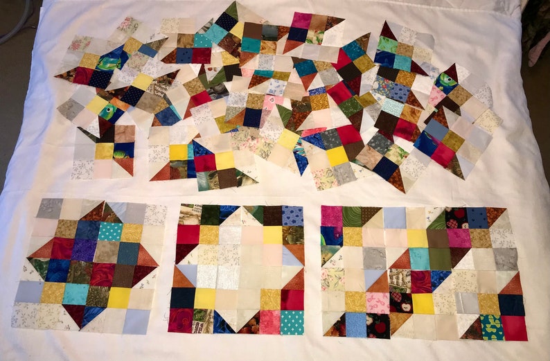 Unfinished Quilt Blocks Scrappy Lights & Darks Lot of 48 Etsy