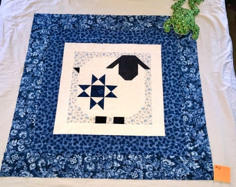 Unfinished quilt top sheep blue white see photos for options