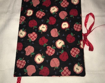 Quilted journal notebook with refillable cover composition apples teacher 1