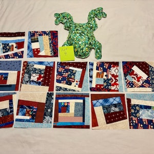 12 Unfinished crazy scrappy crumb quilt blocks