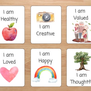 Cartões de afirmação para crianças para impressão, afirmações positivas, mantras diários, EU SOU, pensamento positivo, DOWNLOAD DIGITAL