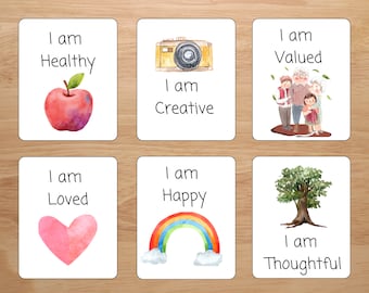 Printable Kids Affirmation Cards, Positive Affirmations, Daily Mantras, I AM, positive thinking, DIGITAL DOWNLOAD
