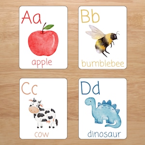 Tarjetas didácticas del alfabeto imprimibles para niños, tarjetas de aprendizaje para niños, tarjetas educativas, preescolar para niños pequeños, aprendizaje temprano, DESCARGA DIGITAL