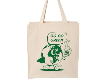 Vintage Inspired Tote Bag | Go Green Tote Bag | Retro Inspired Bag | Everyday Tote Bag | Aesthetic Tote Bag | Street Style Accessories