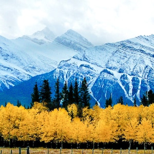Canvas Wall Art/Home Office Wall Decor/Landscape Photography/Snowcapped Mountains/Fall Autumn Photos/Scenic Nature Mountain Photography