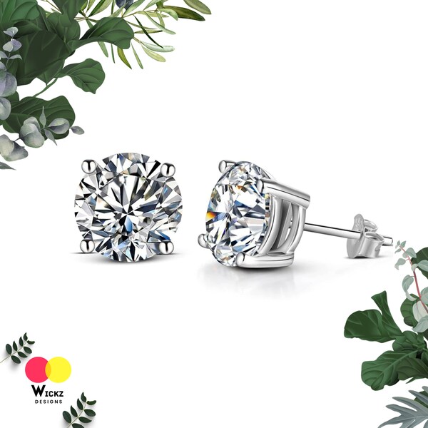 2 Carat Certified Moissanite Earrings | 100% 925 Sterling Silver Moissanite Earring | Wedding Anniversary Stud for Women