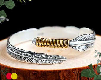 Feather Bracelet for Women, Stunning hand crafted 925 silver bangle, Feather Adjustable Bangle, Wedding Bridesmaid Jewelry