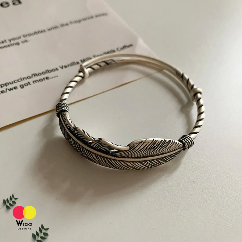 Vintage Feather Cuff Adjustable Bracelet