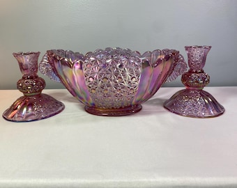Vintage Fenton Daisy and Buttons Pink Iridized Bowl - Etsy