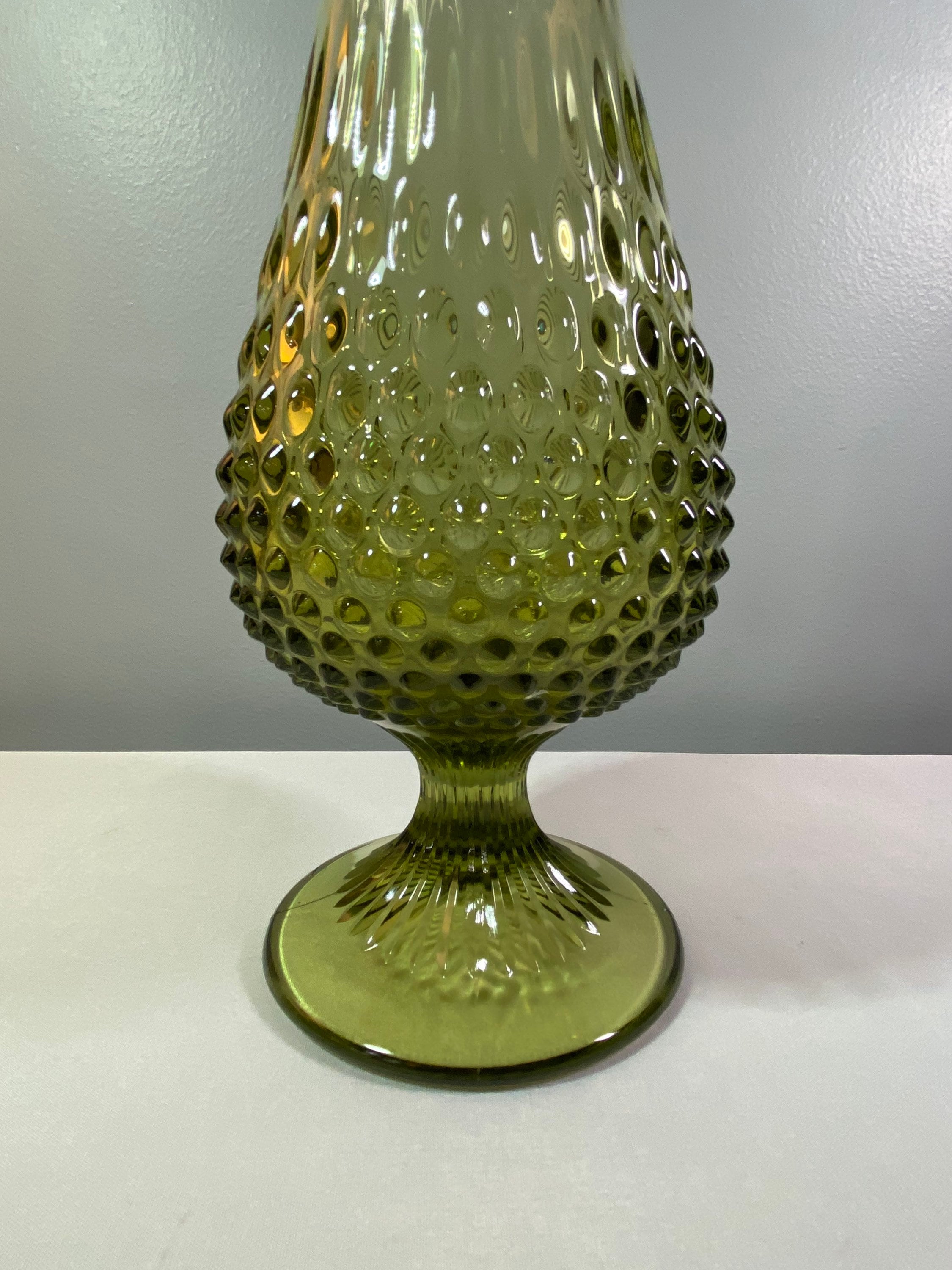 Vintage Avocado Green Fenton Pedestal Hobnail 21 Swung Vase - Etsy